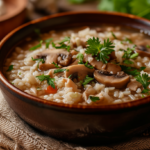 Arroz Caldoso de Setas y Pollo