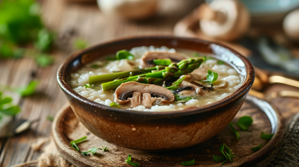 Arroz Caldoso de Setas con Espárragos