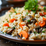 Arroz con champiñones y zanahoria