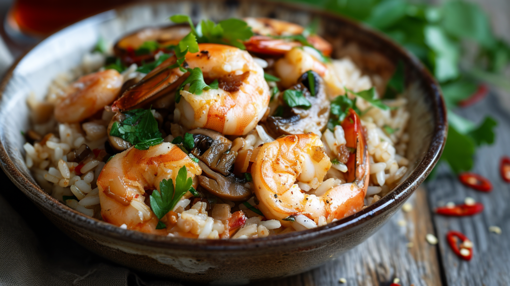 Arroz con Setas y Gambas