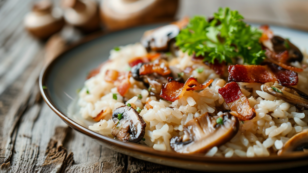 Arroz con Setas y Bacon